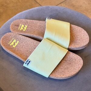 Billabong Light Lime Slide Sandals with Cork Footbed